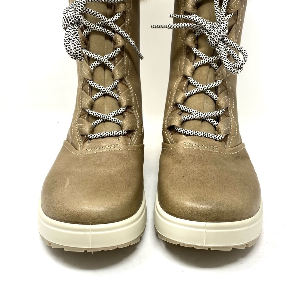 Ecco Noyce Tall Leather Faux Fur Lace Up Winter Boots - Picture 4 of 10